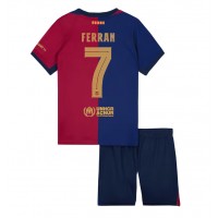 Camiseta Barcelona Ferran Torres #7 Primera Equipación para niños 2024-25 manga corta (+ pantalones cortos)